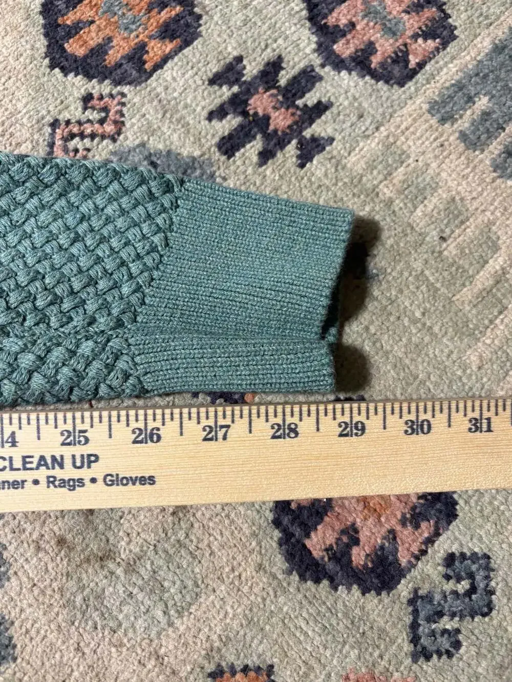 L.L. Bean Women's Preppy Academia Basket-Weave Cardigan Sweater Teal Sz M